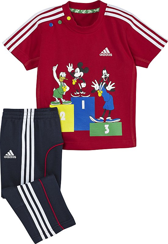 Ensemble MICKEY, DONALD ET DINGO Logo brodé, badge Mickey Mouse en silicone, encolure avec graphiques Mickey, boutons pressoir Mickey 100% coton