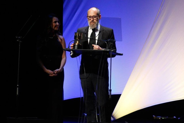 Paul Rudish accepting on behalf of Aaron Springer, winner for Directing in an Animated TV/Broadcast Production, ‘Disney Mickey Mouse’ Disney Television Animation