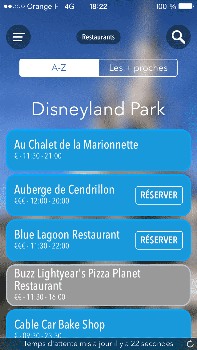 horaire restaurant Disneyland Paris