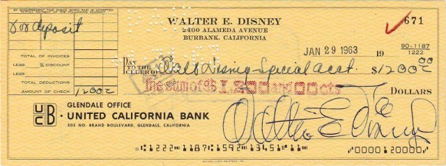 Archives Disney_Check Bank Walt Disney 02