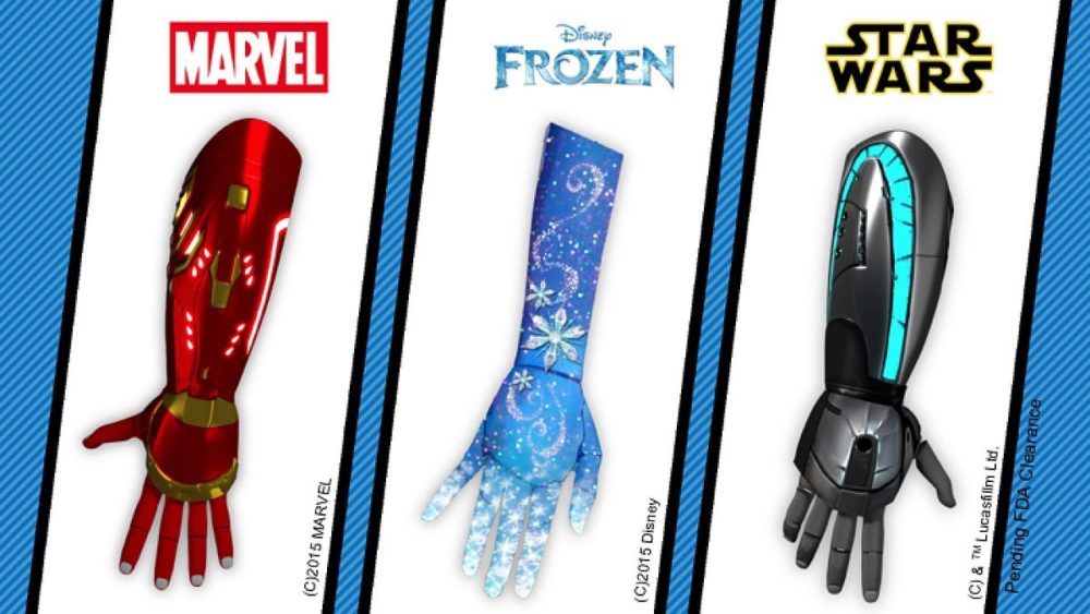 Les trois types de prothèse Marvel, frozen et star wars