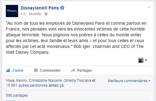 Disneyland Paris Bob Iger Attentats 2015 11 14