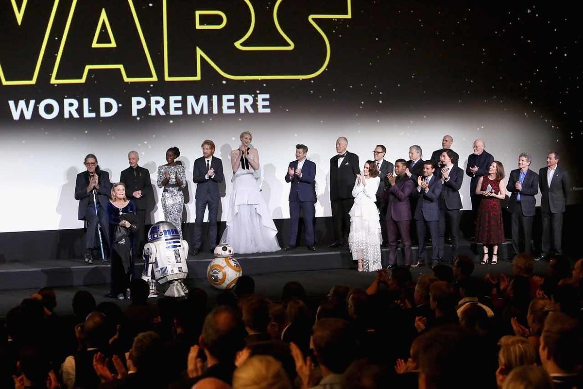 HOLLYWOOD, CA - DECEMBER 14: The cast and crew of Star Wars onstage at the World Premiere of ?Star Wars: The Force Awakens? at the Dolby, El Capitan, and TCL Theatres on December 14, 2015 in Hollywood, California. (Photo by Jesse Grant/Getty Images for Disney)