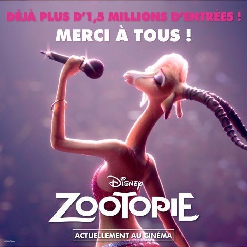 Zootopie 1,5 millions spectateurs France