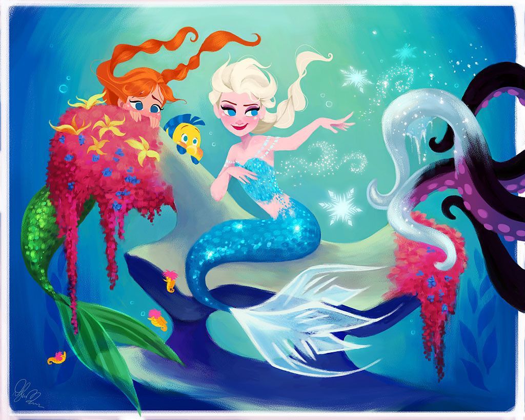 Elsa et Anna en Ariel