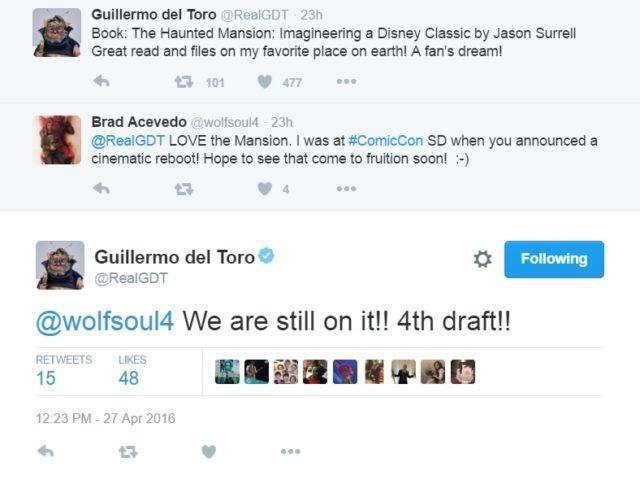 Guillermo Del Toro sur twitter confirme toujours travaillé sur le projet 
