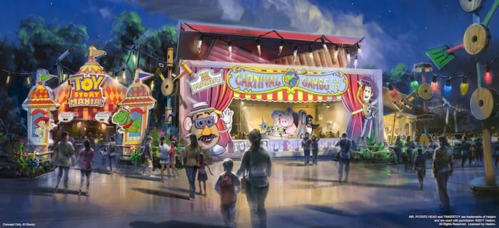 Photo de la nouvelle entrée de Toy Story Mania à Toy Story Land.