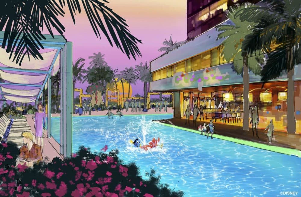 Concept art of the swimming pool area of the proposed new hotel at the Disneyland Resort. The approximately 700 room hotel will be located on 10 acres on what is currently the Downtown Disney parking lot. The proposed hotel would be a AAA "Four-Diamond" hotel. //// ADDITIONAL INFORMATION: Concept art of the proposed new hotel at the Disneyland Resort. The approximately 700 room hotel will be located on 10 acres on what is currently the Downtown Disney parking lot. The proposed hotel would be a AAA "Four-Diamond" hotel. - Date of photo: 06/06/16 - disney.newhotel -- Photo by: COURTESY, THE DISNEYLAND RESORT