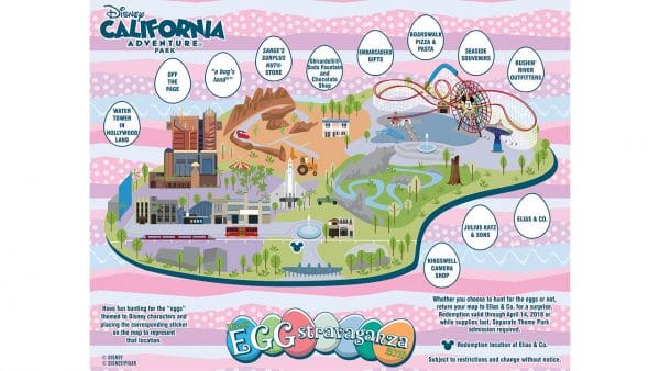 Carte de l'Egg-stravaganza 2018 au parc Disney California Adventure.