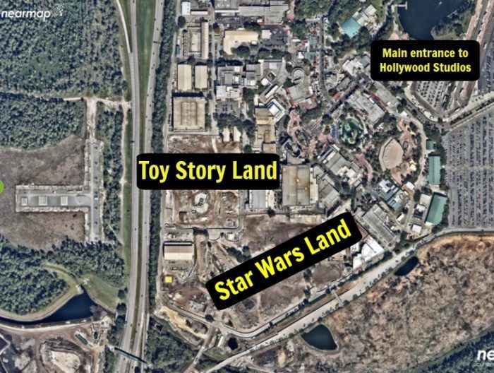 Carte où se trouve la localisation des futurs lands du Disney's Hollywood Studios