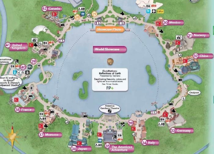 Photo de la carte du Showcase Plaza de EPCOT à Walt Disney World