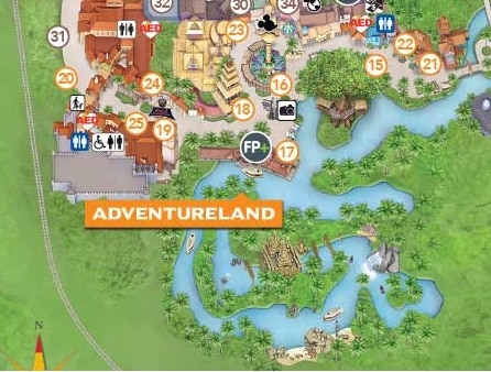 Photo de la carte d'Adventureland au Magic Kingdom de Walt Disney World
