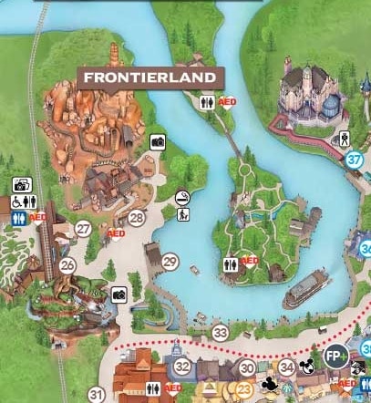 Carte du land Frontierland au Magic Kingdom de Walt Disney World