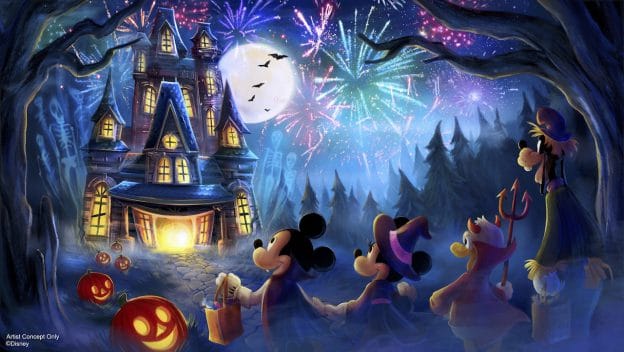 Artwork du spectacle Disney's Not-So-Spooky Spectacular durant les Mickey's Not-So-Scary Halloween Party.