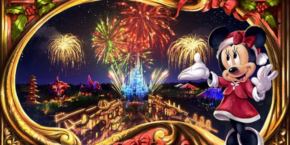 Artwork du spectacle nocturne Minnie's Wonderful Christmastime Firework joué pendant les Mickey's Very Merry Christmas Party.