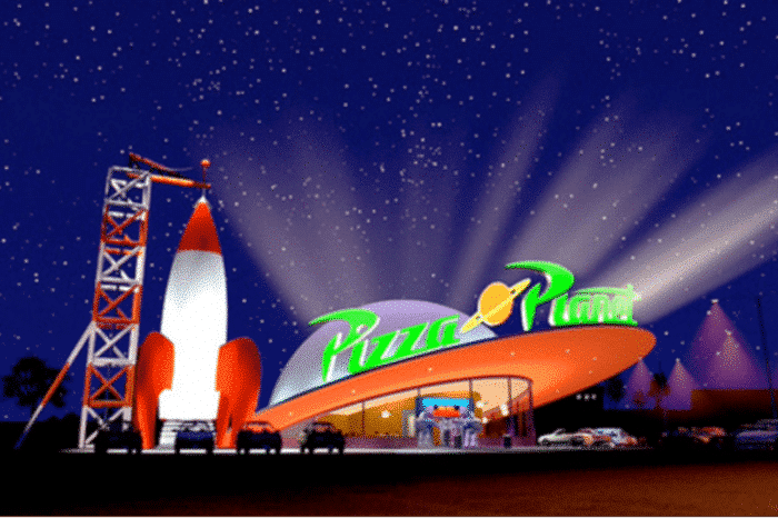Photo du Pizza Planet qui inspirera l'un des restaurants de Disneyland Resort pendant la Pixar Fest.