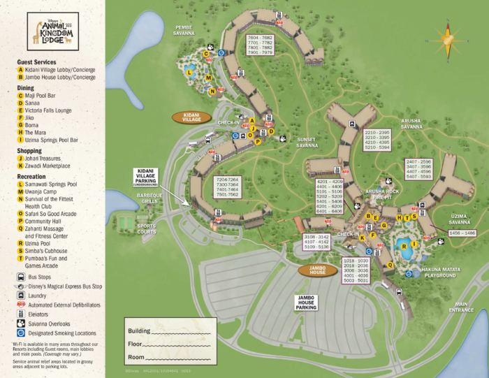 Photo de la carte du Disney's Animal Kingdom Lodge dont une parte sera sans espèces.