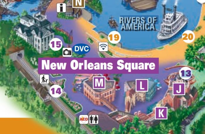 Photo de la carte du land New Orleans Square au parc Disneyland de Disneyland Resort.