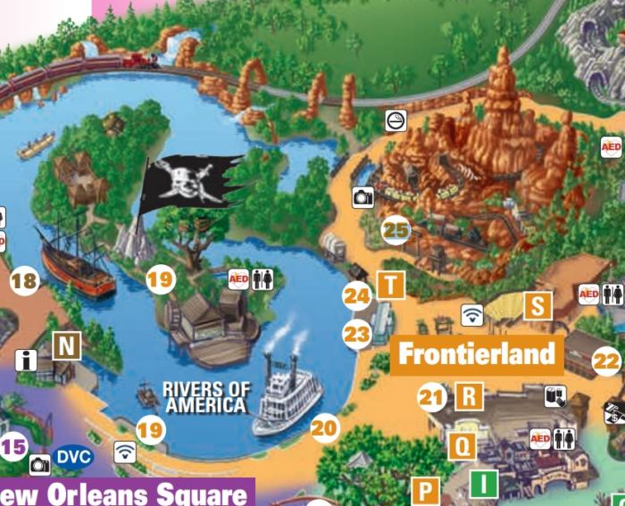 Photo de la carte de Frontierland au parc Disneyland de Disneyland Resort.