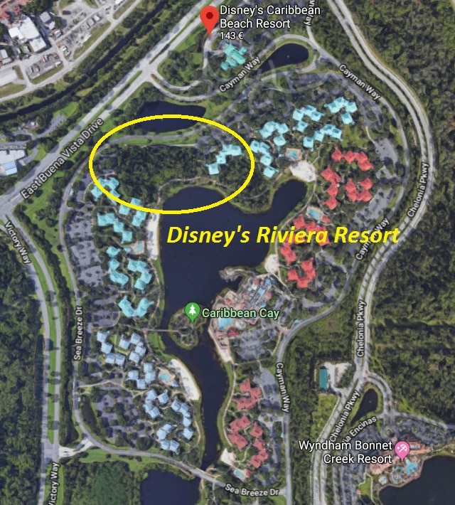 Carte avec la localisation du nouvel hotel Disney's Riviera Resort.