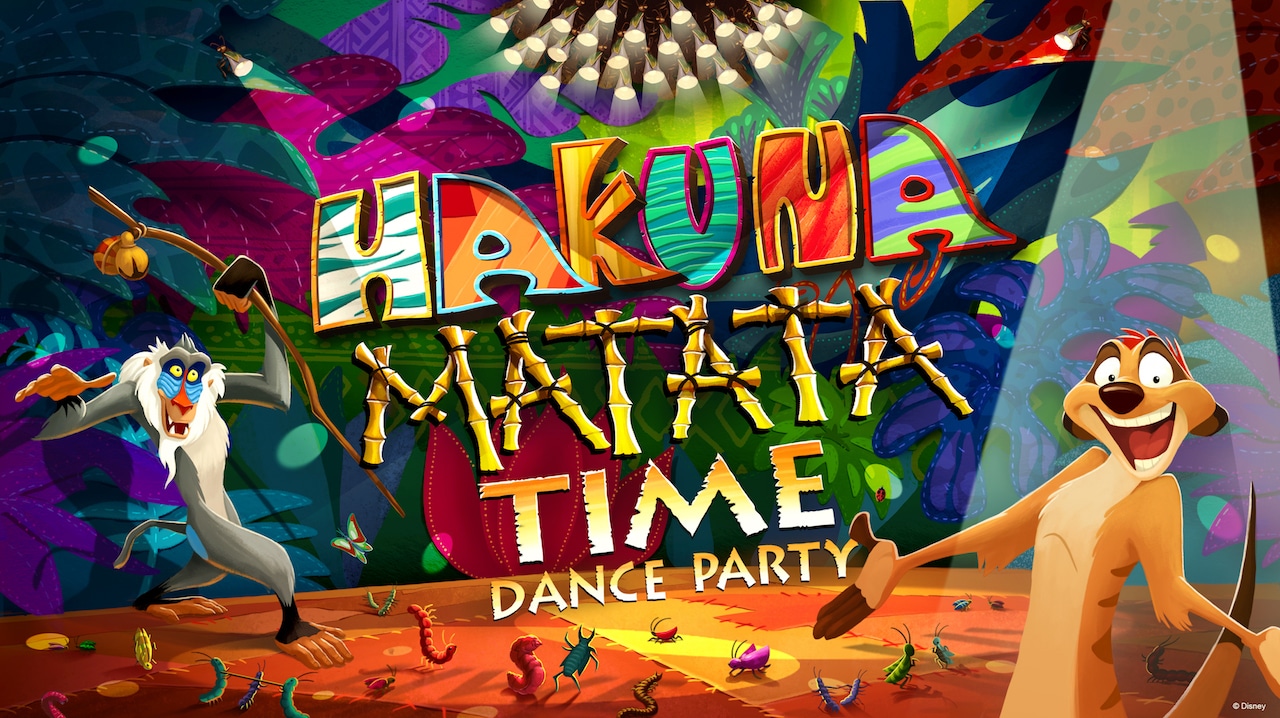 Affiche Hakuna Matata Time Dance Party en l'honneur de Roi Lion.