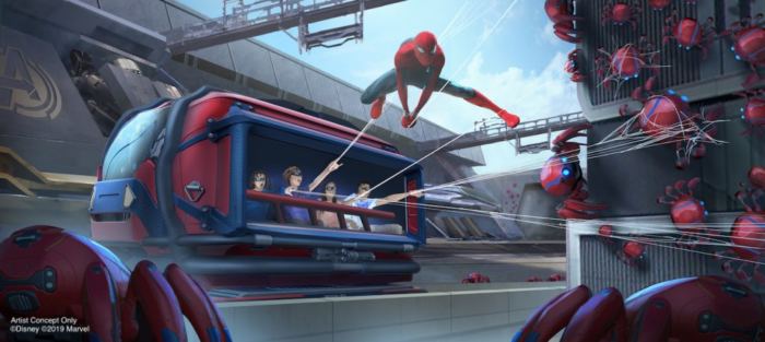 Photo de l'attraction Spider-Man annoncées lors de l'exposition D23 2019 pour DLR.