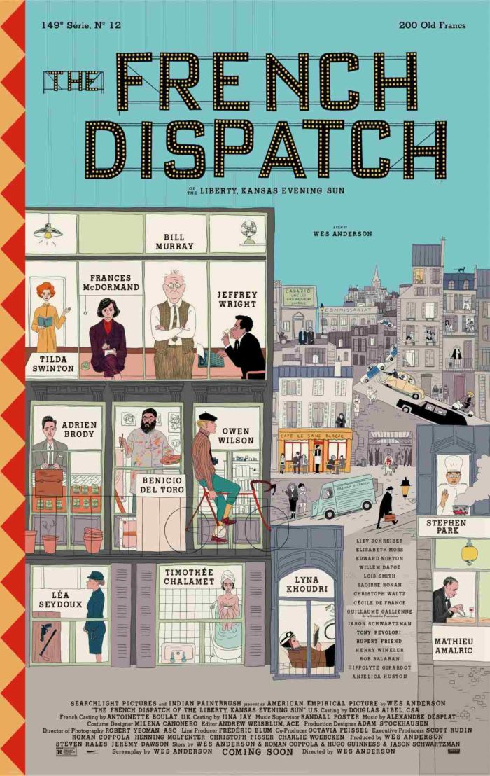 Une bande dessinée pour l'affiche de The French Dispatch de Wes Anderson