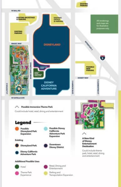 Photo du plan de Disneyland Resort avec le projet DisneylandForward