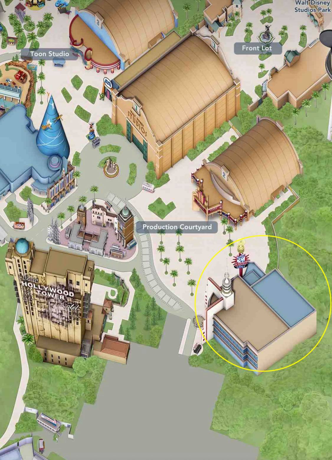 Emplacement du Studio D dans Disney Adventure World