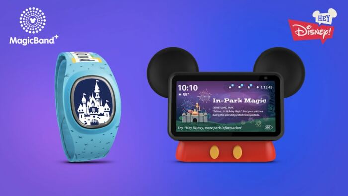 Photo du MagicBand+ et du Hey Disney qui arrive à Disneyland Resort commence annoncé lors de la convention Destination D23 2021.