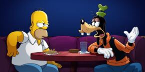 Homer et Dingo dans Le Plusanniversary des Simpson sur Disney +