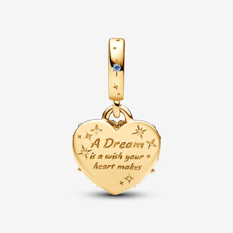 Un charm en forme de cœur inspiré du film Disney Cendrillon, avec les mots « un rêve est un souhait que votre cœur fait.