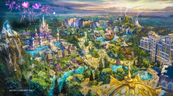 Représentation artistique du Royaume de Cendrillon de Tokyo Disney en 2024.