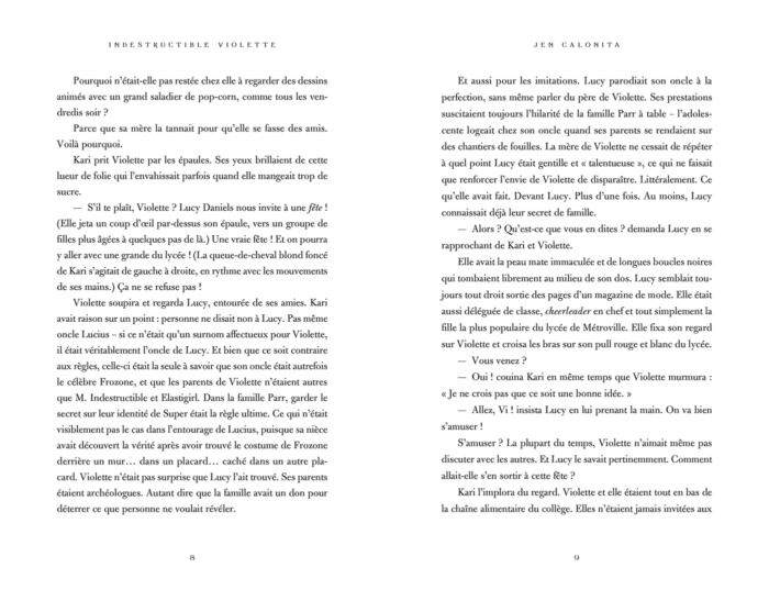 Disposition du texte sur deux colonnes, avec le côté gauche en français et le côté droit en anglais, probablement tiré d'un livre avec une présentation bilingue indestructible.
